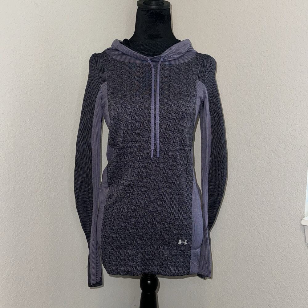 Under Armour Athletic Top Women's Small Purple Gray Fitted Turtleneck Pullover